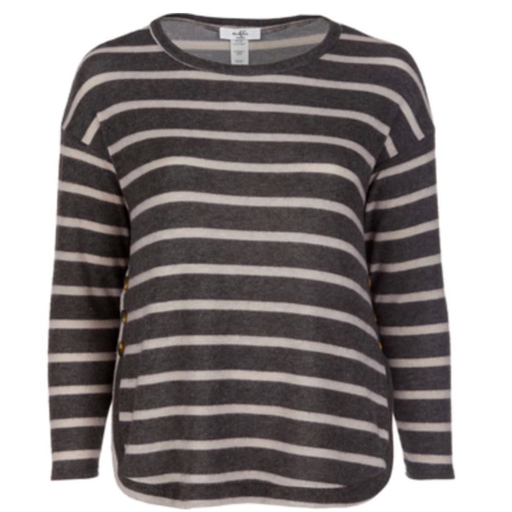 NEW Women’s Hacci Gray & Silver Striped Pullover Sweater